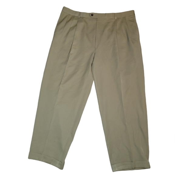 Pronto-Uomo size 42 tan 100% wool, pleated, cuffed men's dress pants - Picture 1 of 6